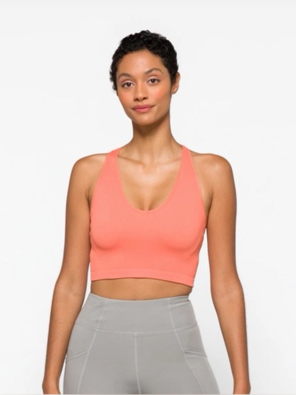 FP Ribbed V-Neck Racerback Bra Top